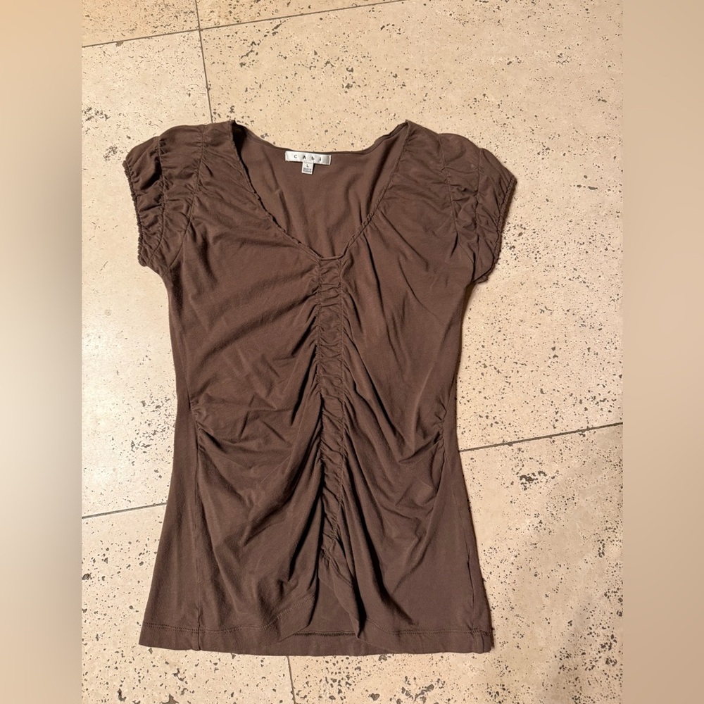 CABI soft cotton ruched shirt.